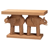 bali & pari Elissa Bohemian Honey Rattan Elephant Console Table